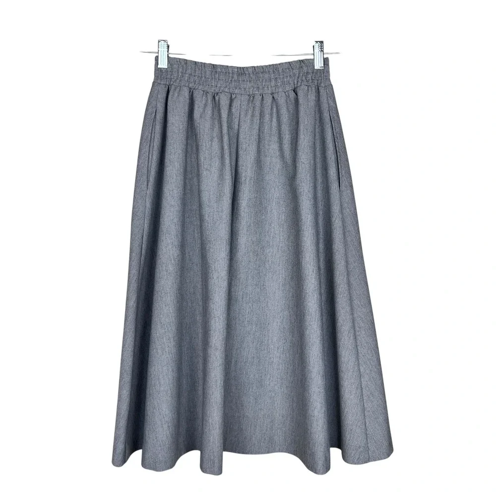 Vintage Y2K Haberdashery Midi Skirt‎ Gray Button Front Made in USA 6
